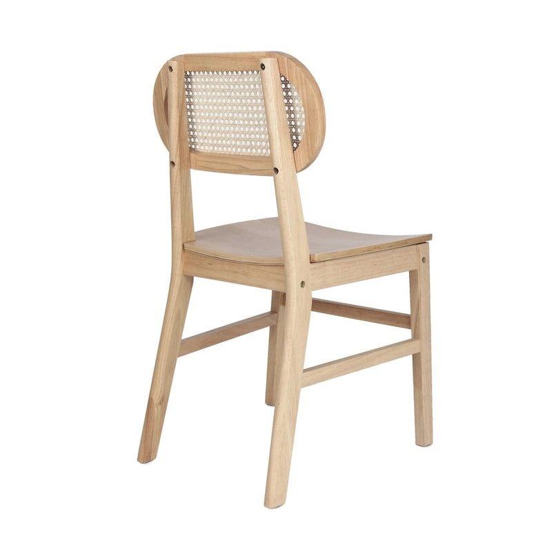 Chaises en rotin tissé à dossier et cadre en bois avec sièges en bois - Lot de 2