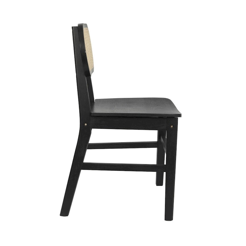 Chaises en rotin tissé à dossier et cadre en bois avec sièges en bois - Lot de 2
