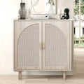 Meuble d'appoint de rangement en rotin avec portes, buffet - 75L x 40l x 80H cm