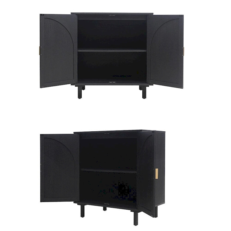 Meuble d'appoint de rangement en rotin avec portes, buffet - 75L x 40l x 80H cm