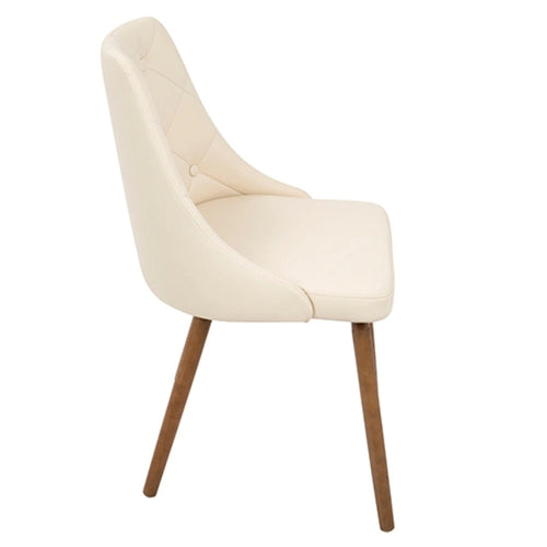 Chaise de salle à manger moderne matelassée en similicuir Noyer et Crème de 31,5 po