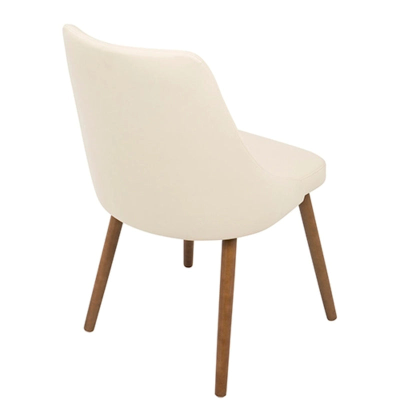 Chaise de salle à manger moderne matelassée en similicuir Noyer et Crème de 31,5 po