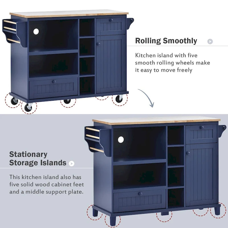 Meubles de rangement de cuisine avec armoires latérales en bois massif, armoires à micro-ondes, buffet