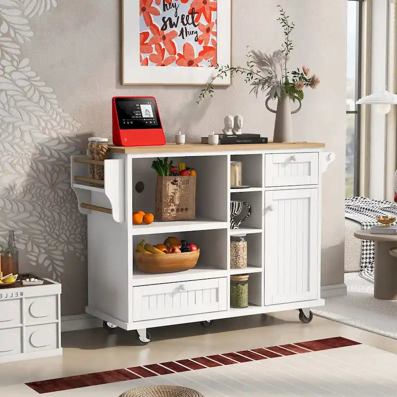 Meubles de rangement de cuisine avec armoires latérales en bois massif, armoires à micro-ondes, buffet