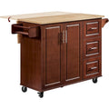 Chariot de cuisine îlot roulant de 54 po avec rangement, table îlot de cuisine en bois avec 3 tiroirs et porte-épices