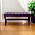 Banc rembourré en velours prune 45 - 45,27L x 19,68W x 19,29H