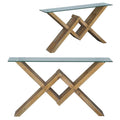Burnished Acacia Wood Console Table with Glass Top - 58x16x34