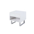 Mila High Glossy White Rectangular 1-drawer End Table