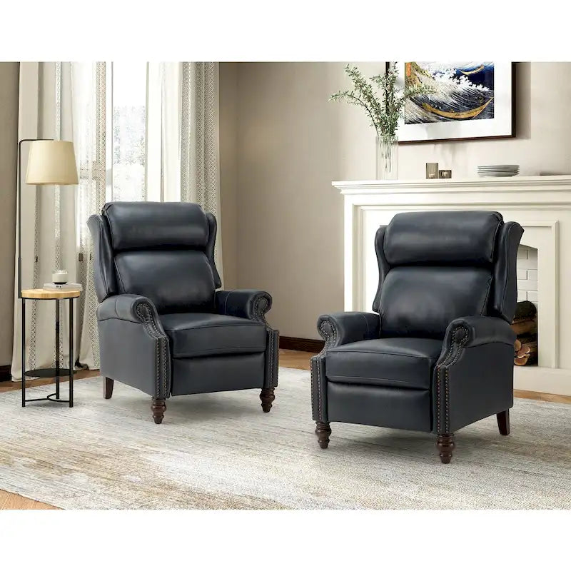 Fauteuil inclinable moderne en cuir véritable avec clous, lot de 2, par