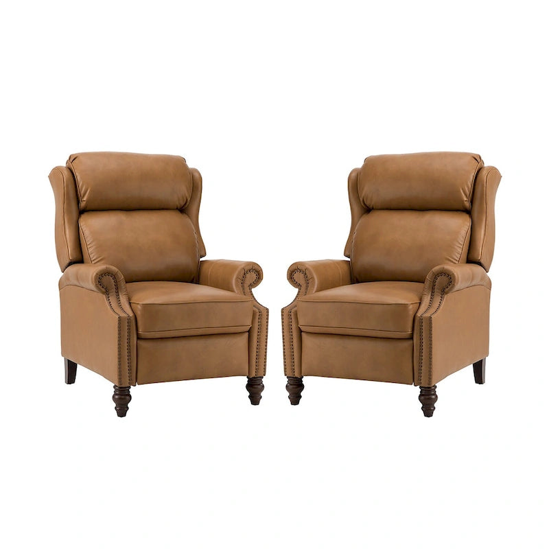Fauteuil inclinable moderne en cuir véritable avec clous, lot de 2, par
