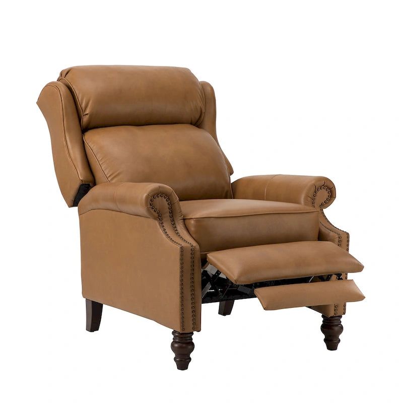 Fauteuil inclinable moderne en cuir véritable avec clous, lot de 2, par