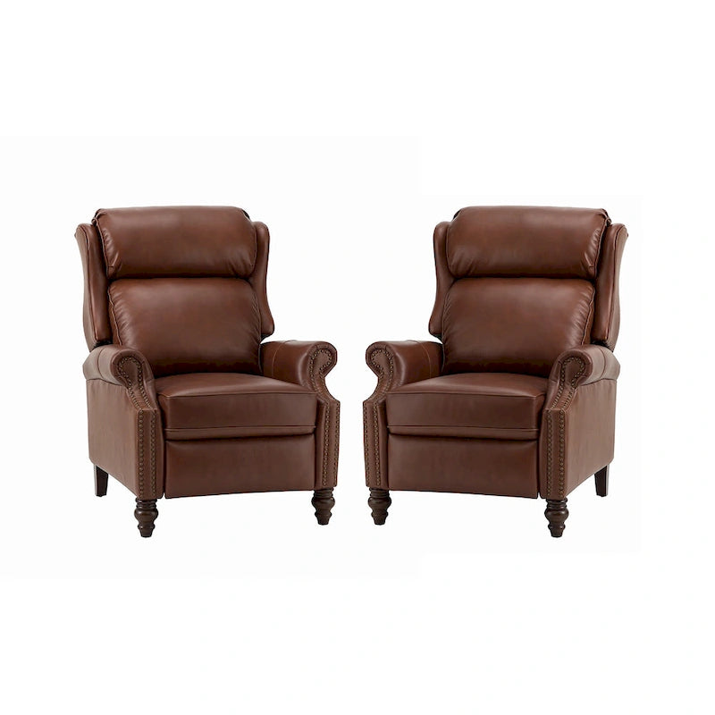 Fauteuil inclinable moderne en cuir véritable avec clous, lot de 2, par