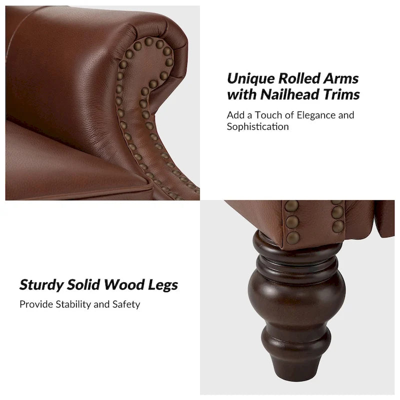 Fauteuil inclinable moderne en cuir véritable avec clous, lot de 2, par