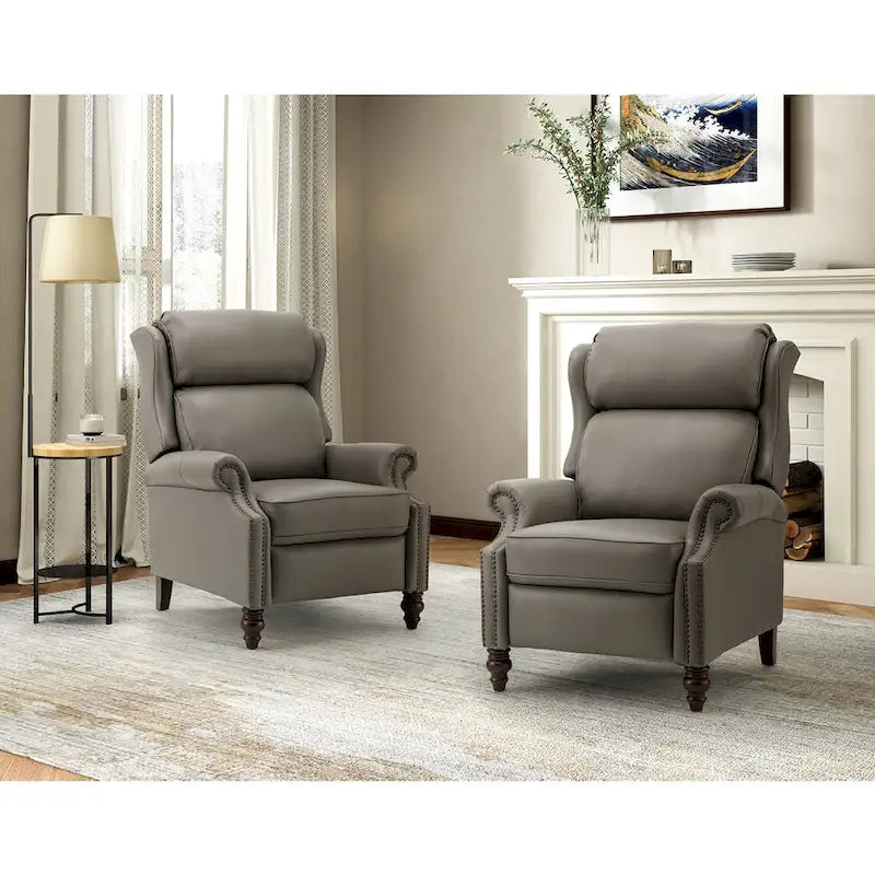 Fauteuil inclinable moderne en cuir véritable avec clous, lot de 2, par