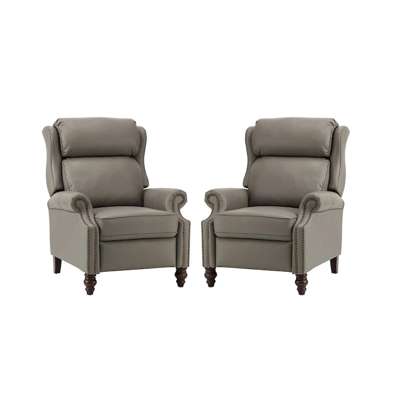 Fauteuil inclinable moderne en cuir véritable avec clous, lot de 2, par