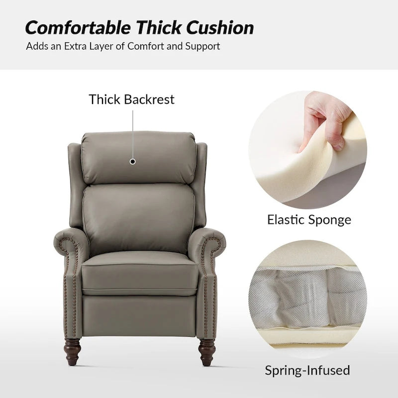 Fauteuil inclinable moderne en cuir véritable avec clous, lot de 2, par
