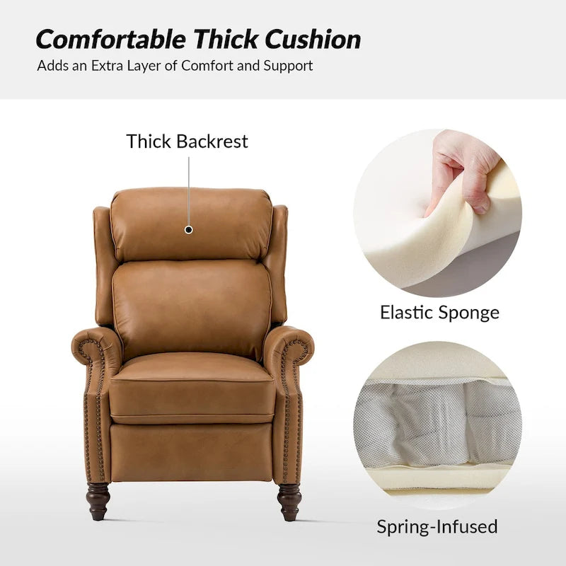 Fauteuil inclinable moderne en cuir véritable avec clous, lot de 2, par