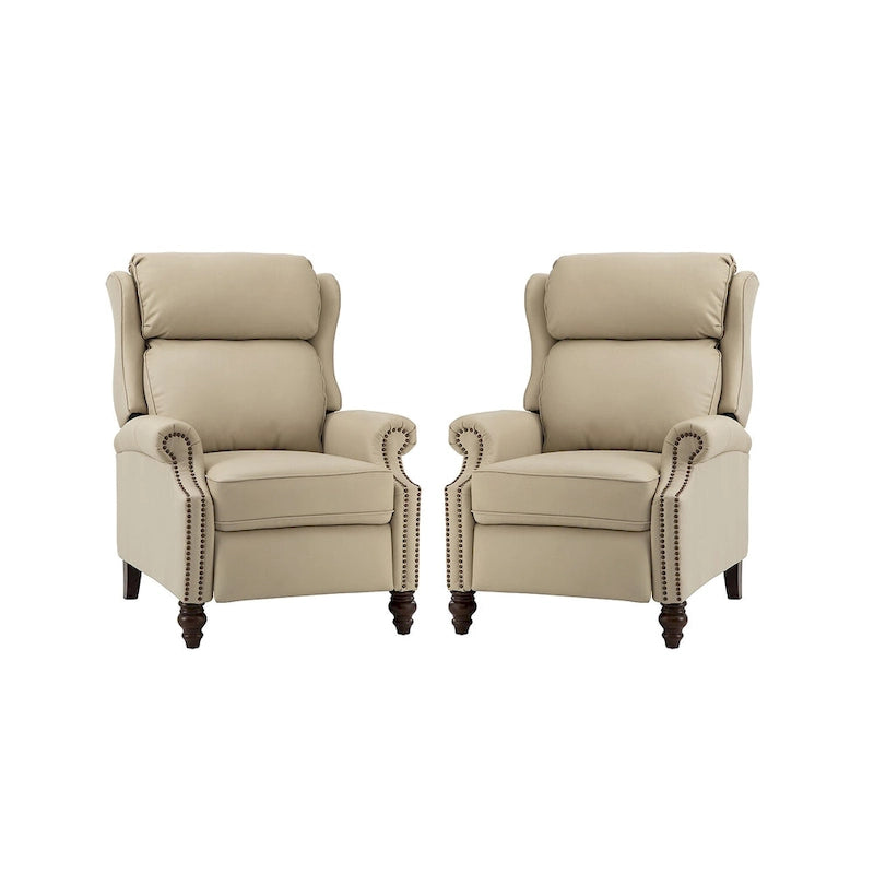 Fauteuil inclinable moderne en cuir véritable avec clous, lot de 2, par