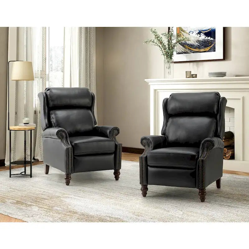 Fauteuil inclinable moderne en cuir véritable avec clous, lot de 2, par