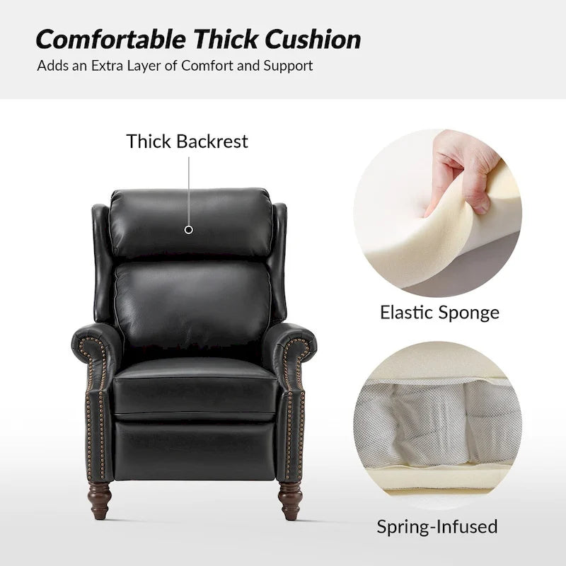 Fauteuil inclinable moderne en cuir véritable avec clous, lot de 2, par