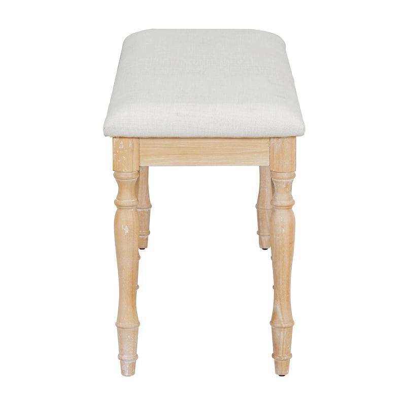 Banc de salle à manger capitonné traditionnel vintage de 128 cm avec 6 pieds en bois massif