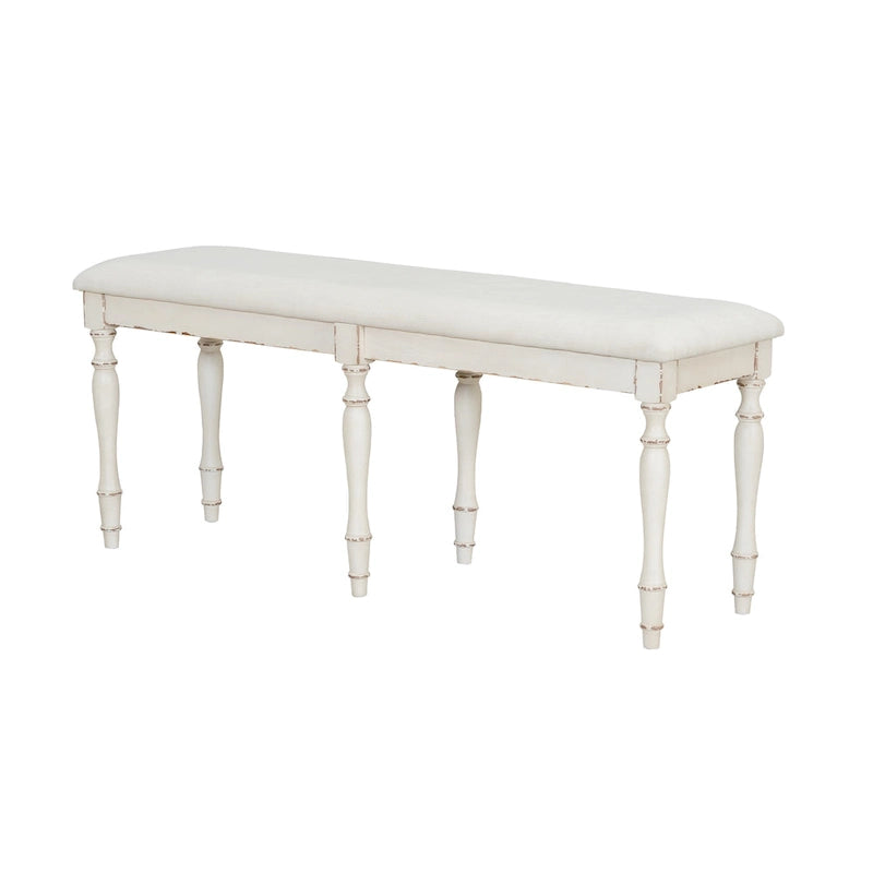 Banc de salle à manger capitonné traditionnel vintage de 128 cm avec 6 pieds en bois massif