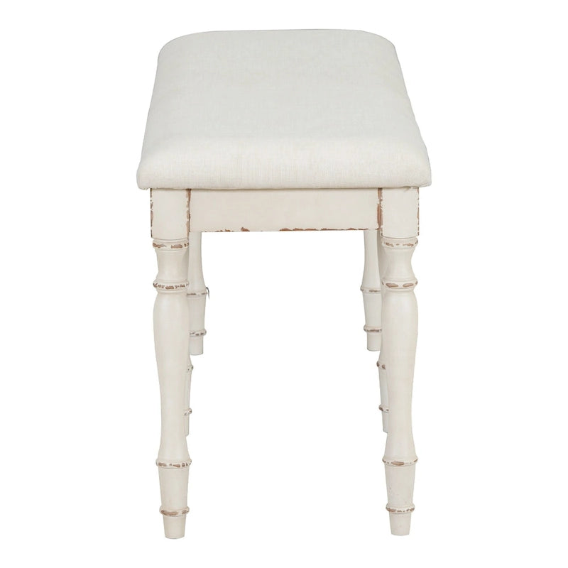 Banc de salle à manger capitonné traditionnel vintage de 128 cm avec 6 pieds en bois massif