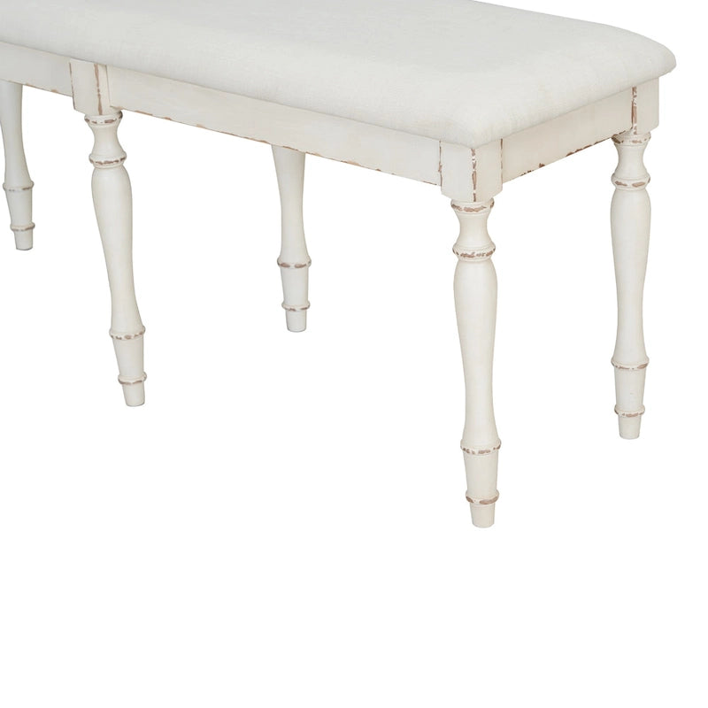 Banc de salle à manger capitonné traditionnel vintage de 128 cm avec 6 pieds en bois massif