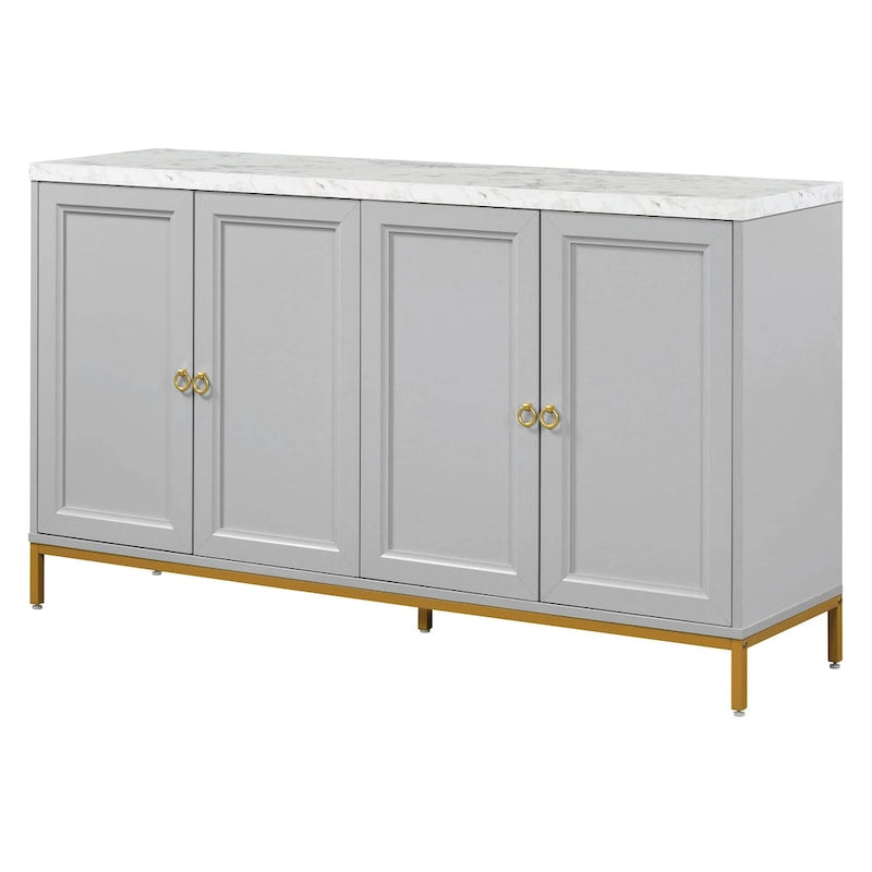 Buffet moderne avec très grand espace de rangement, poignées et pieds en métal pour salon et salle à manger