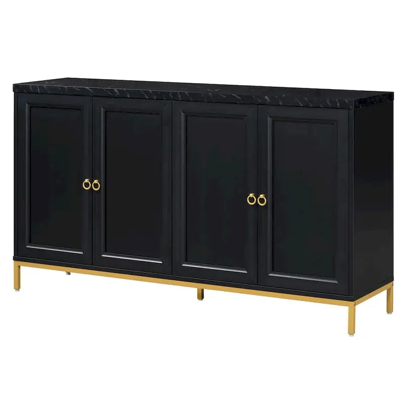 Buffet moderne avec très grand espace de rangement, poignées et pieds en métal pour salon et salle à manger