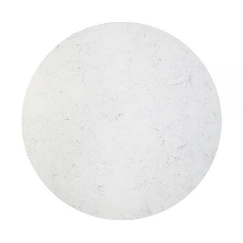 Table à manger de 54 pouces, plateau rond en imitation marbre, pied piédestal noir