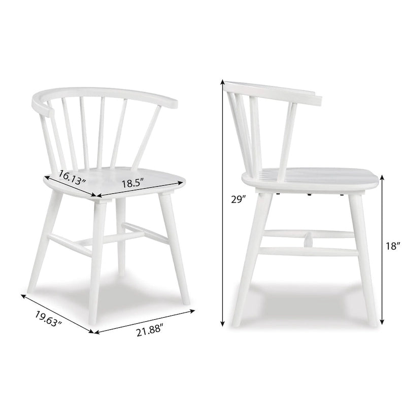 Chaises de salle à manger en bois à dossier à barreaux, Chaises Windsor, Lot de 2, Blanches