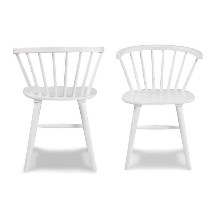 Chaises de salle à manger en bois à dossier à barreaux, Chaises Windsor, Lot de 2, Blanches