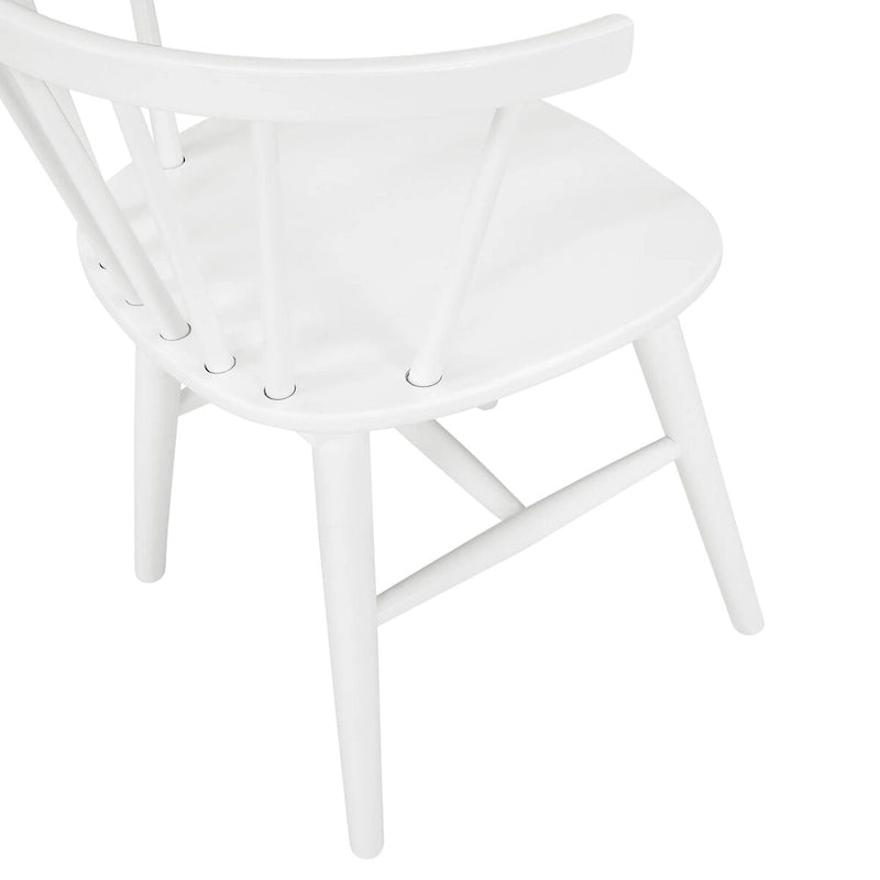 Chaises de salle à manger en bois à dossier à barreaux, Chaises Windsor, Lot de 2, Blanches