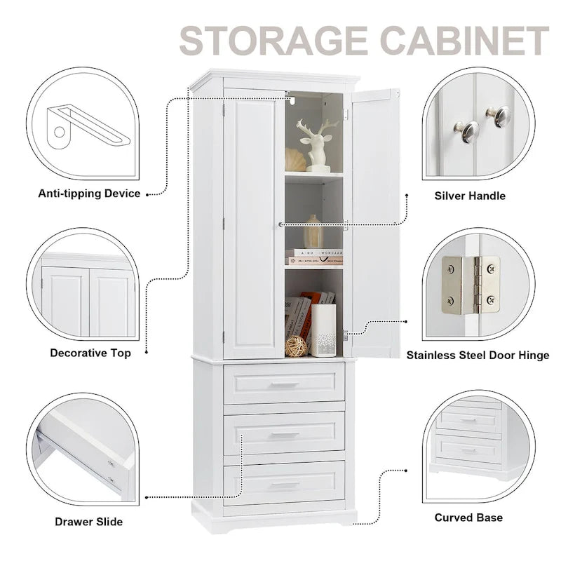 Meuble de rangement haut avec tiroirs pour salle de bain/bureau