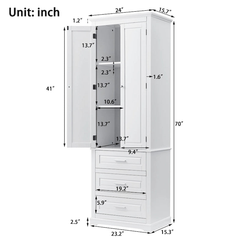 Meuble de rangement haut avec tiroirs pour salle de bain/bureau