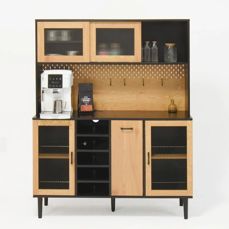 Meuble de bar à café de style rustique avec casier à vin