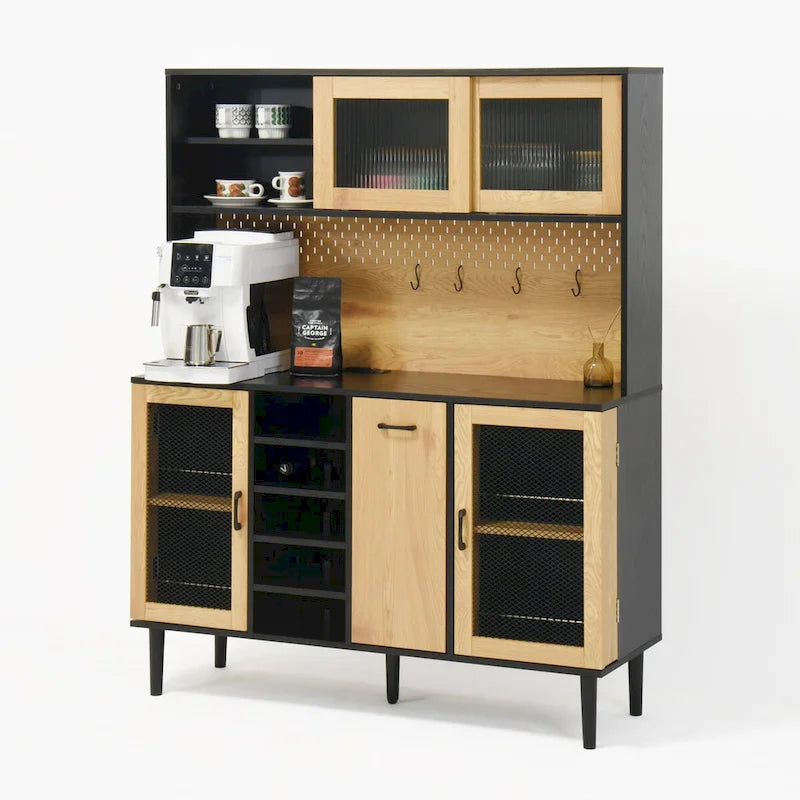 Meuble de bar à café de style rustique avec casier à vin